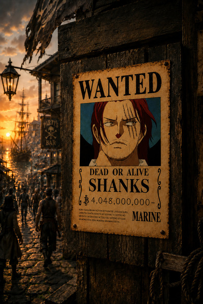 dwarıa Shanks Wanted Poster | One Piece Anime Duvar Posteri | Premium Baskı |...