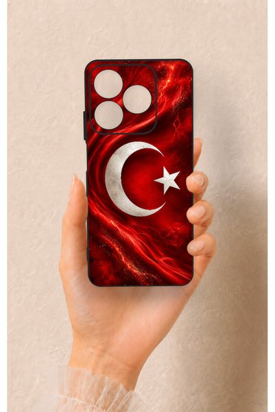 Vip Case حافظة سيليكون متوافقة مع Realme C63 بنمط العلم التركي
