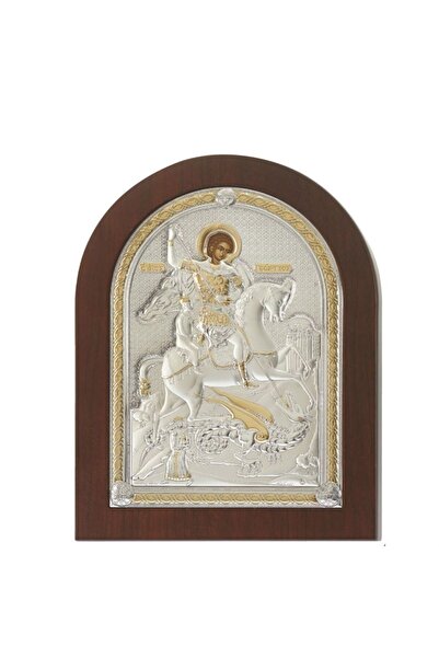 Prince Εικόνα Ασημένια Άγιος Γεώργιος Χρυσό 18*24cm Prince, κωδ MA/E1530