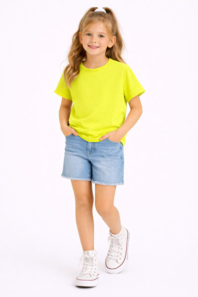 difa kids Boys and Girls Ripped Detailed Plain Short Sleeve Summer T-Shirt