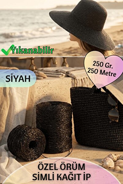Dantelux Özel Örüm Simli Kağıt İp - Çanta & Şapka Yapımı Favori İp (250 Gr - ...