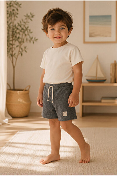 ZUMI BABY KIDS Pantaloni scurți unisex pentru copii, antracit, din bumbac, de...