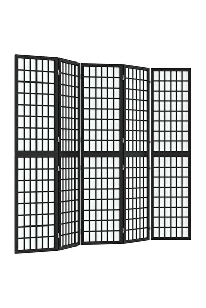 vidaxl Paravan pliabil cu 5 panouri, stil japonez, negru, 200x170 cm