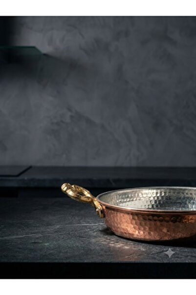 AURA COPPER Premium El Dövmesi Kalın Bakır Sahan - Pirinç Saplı Otantik Yumur...