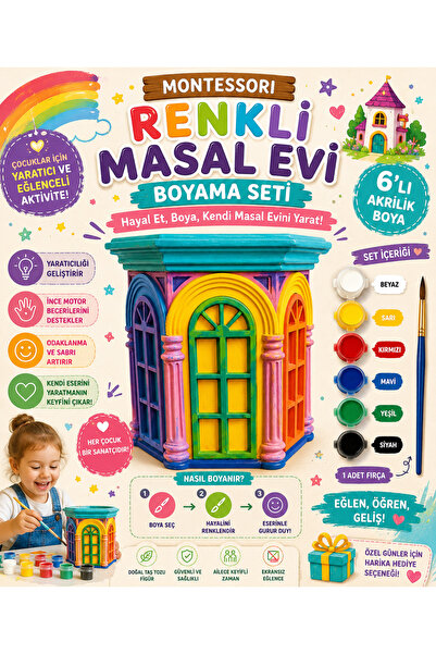 Hobicini Montessori Renkli Masal Evi Boyama Seti Etkinlik Seti Kendin Yap Eği...