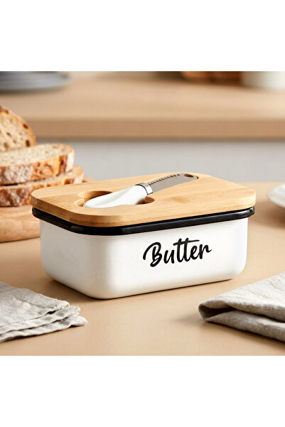 Vilde Untiera Eleganta Metal Alb, Capac Bambus Etans, Cutit Cu Maner Ceramic ...