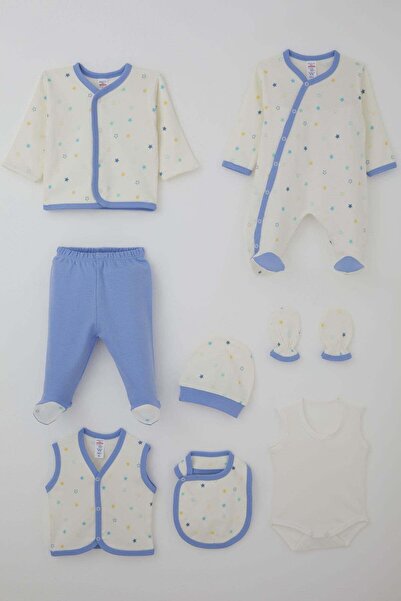 Breeze Baby Boy Hospital Release Pack of 8, Sky Themed, Colorful Star Pattern...