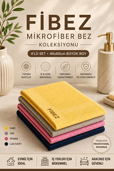 KaiHome Fibez 4’lü Premium Yüzey Parlatıcı Cam Bezi, Temizlik Bezi, Kurulama ...