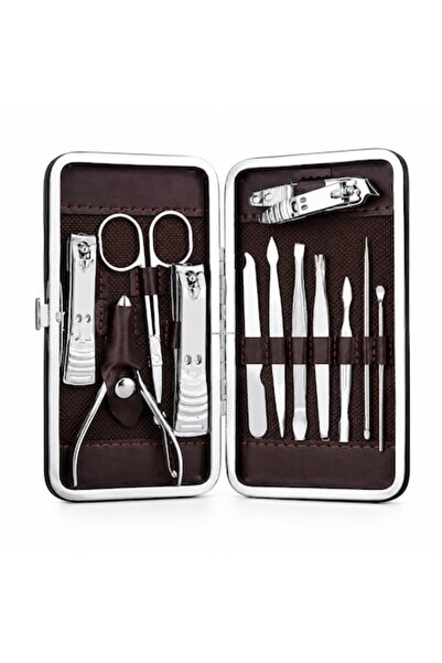 OEM Set profesional de manichiură și pedichiură, 12 piese, din oțel inoxidabi...