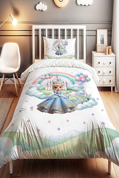 EVPANYA Colorful Balloons Castle Patterned Single Baby Kids Bedding Set
