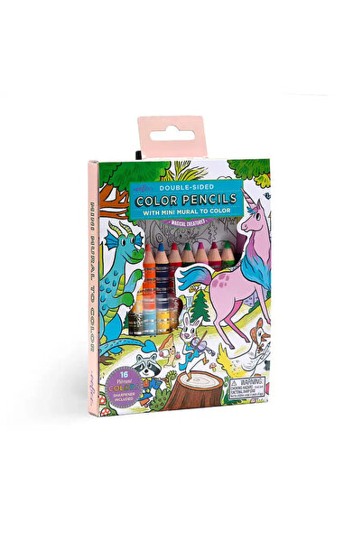 Eeboo Boyama Posteri ve 16 Renk Kuru Boya Seti - Magical Creatures