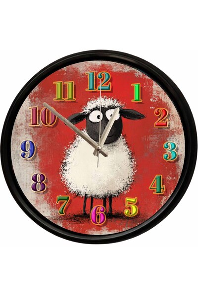 Caseras Decorative Wall Clock with Cute Sheep Design 28 cm Silent Mechanism