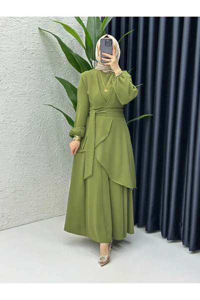 Generic Brand Costum cu pantaloni și tunică model Hanzade din țesătură crep k...