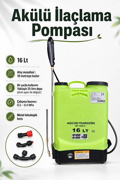 Badem10 Şarjlı Sırt Tipi İlaçlama Pompası 16 Lt Elektrikli Ağaç Dal Bağ Bahçe...