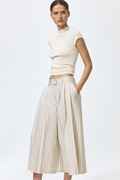 H&M Pileli Geniş Culotte Pantolon