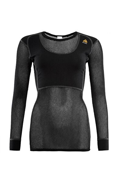 Aclima Γυναικεία εσωτερική ένδυση Merino Woolnet με στρογγυλή λαιμόκοψη - Μαύ...