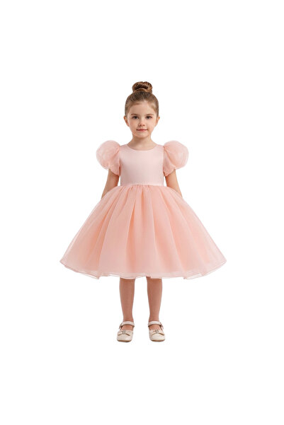 Bidani - Pink Puff Sleeve Tulle Flower Girl Dress - 1Y to 10Y