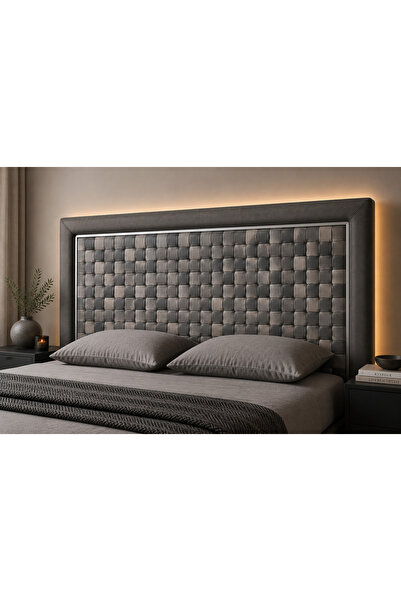 Diez DİEZMAISON GRID Noir™ Premium PU Deri Melanj Örgü Yatak Başlığı