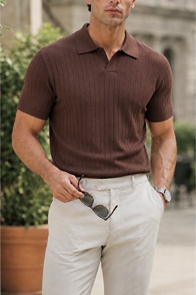 Gussi Tricou din bumbac pentru bărbați, cu guler polo