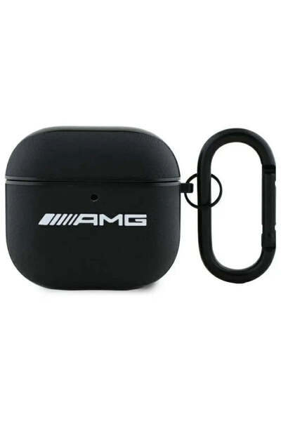 MERCEDES Husă AMG din piele cu logo alb pentru AirPods 4 - negru, alb