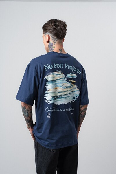 Respire Tricou supradimensionat No Port, bleumarin