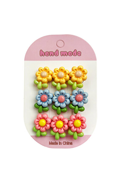OEM Set 3 Clame de Par pentru Copii, Flori cu tulpina, Clips metalic auriu, 5...