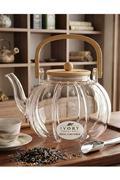Flower Toys Ivory Premium Borosilicate Glass Teapot Series Herbal Tea Teapot ...