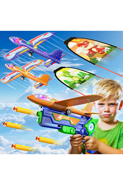 Ci Vetch Set Lansator Avioane pentru Baieti, 1 pistol lansator, 2 Avioane din...