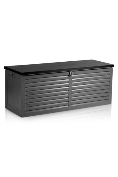 Plonos Ladă de grădină 143 x 57 x 53.5 cm 390 litri negru și gri