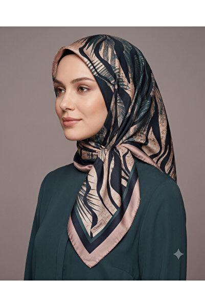 Picasso Silk-Look Black - Mink - Beige - Petrol Green Crystal Scarf – Twill S...