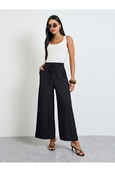 Take Two By Styli Black High Rise Flowy Wide Leg Pants