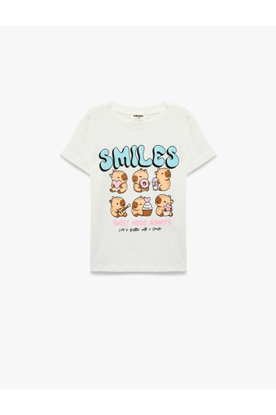 Koton Cotton Short Sleeve Crew Neck Animal Graphic Printed T-Shirt
