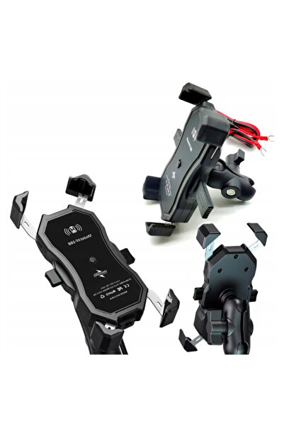 Korbi Set Suport Motocicleta Cu Incarcator Inductiv Qi, Korbi, 18x9x13 cm, In...