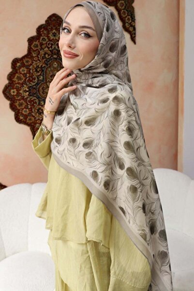 Hazamoda Feather Patterned Shawl Mink