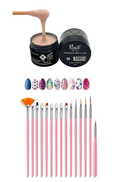 Nail Master Protez Tırnak Jeli 15ml + 15li Fırça Seti