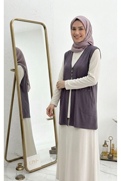 wishne Women's Buttoned Combed Cotton Vest - Comfortable Cut Casual Hijab Vest