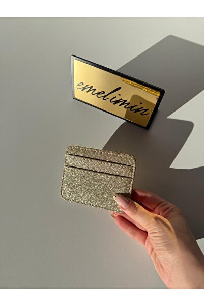 emelimin Women's Gold Glittery Shiny Leather Card Holder Wallet