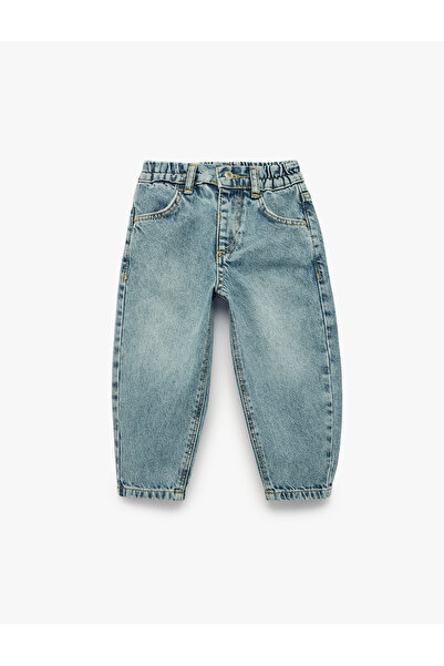 Koton Pantaloni din denim din bumbac, cu talie ajustabilă, elastică, în formă...