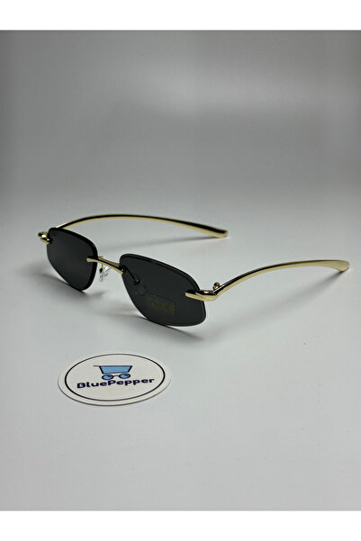BluePepper Botela V3 |   Sunglasses Frameless Geometric Black Glass |   Gold ...