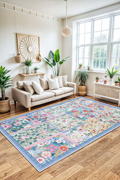 Hülya Home Salon Halısı Mutfak halısı Yolluk Geometrik İskandinav Eskitmeli D...