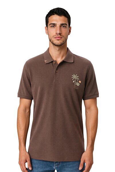 Arma Ar-Ma Men's Polo Collar T-Shirt Picture Printed Knitted Fabric Regular F...