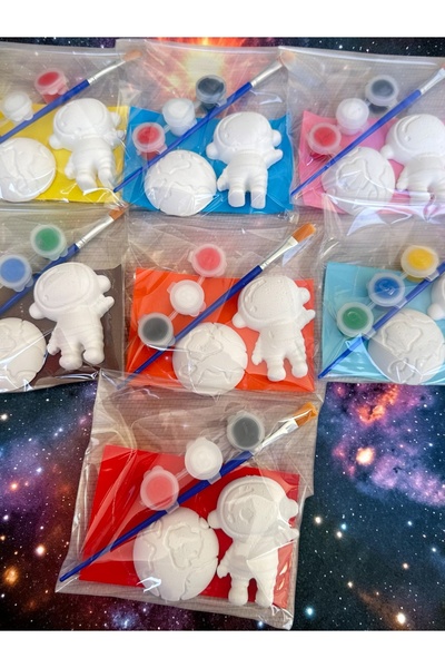 magnocandles Uzay Seti 10 Adet Taş Boyama Seti / Astronot ve Dünya / Doğum gü...
