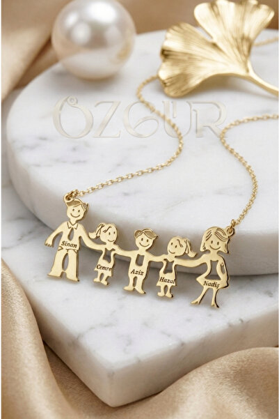 ÖZGÜR TAKI 925 Ayar Gümüş İsimli 5 Kişilik Aile Kolye