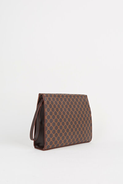 Vivaq Γυναικεία τσάντα χειρός και clutch με μοτίβο πετούνιας, με καφέ επένδυσ...