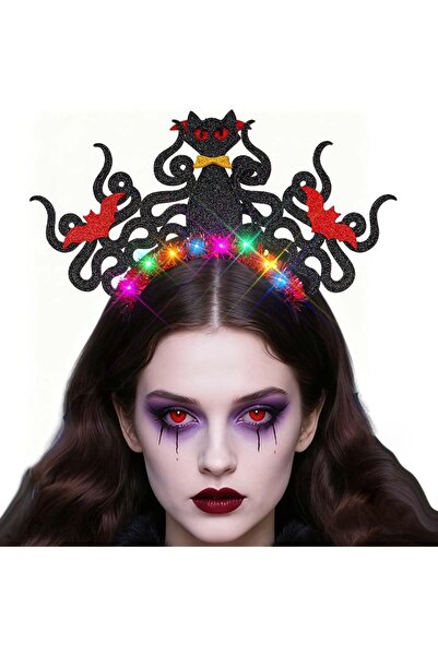 OEM Bandă pentru cap Halloween LED cu lilieci care strălucește Neagră Universală