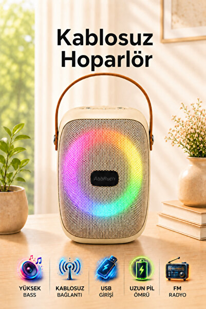 Abbruch Kablosuz RGB Hoparlör Güçlü Ses Kalitesi FM Radyo USB Girişli Taşınab...