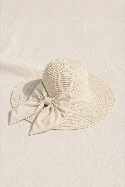Madame Polo Ribboned straw hat - cream