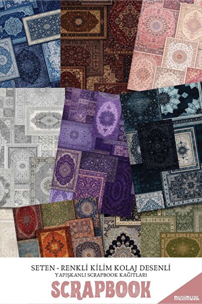 MuslimWalk Seten – Renkli Kilim Desenli Yapışkanlı Scrapbook Kağıtları 10’lu ...