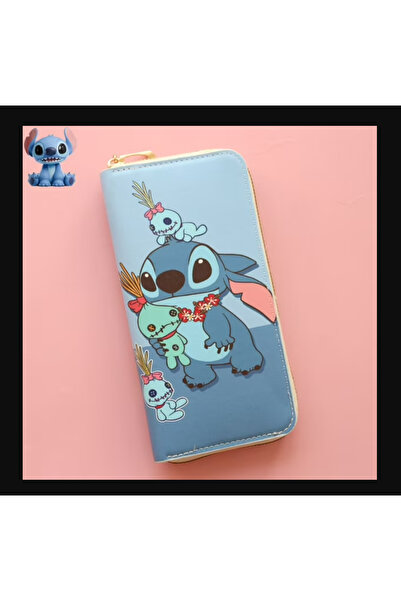 BABUN Zippered Big Blue Stitch Character Coin Wallet for Girls and Boys, Larg...