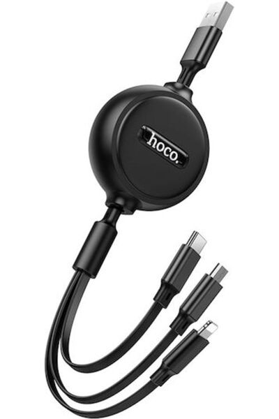 Hoco Ανασυρόμενο καλώδιο USB σε Lightning / Type-C / micro USB 1μ 2Α
